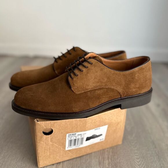 Mango Man Genuine Suede Derby Shoes Brown Leather Sole US 10.5 main image 8